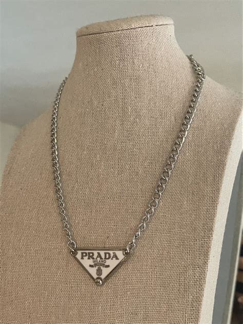 prada necklace white|Prada pendant necklace.